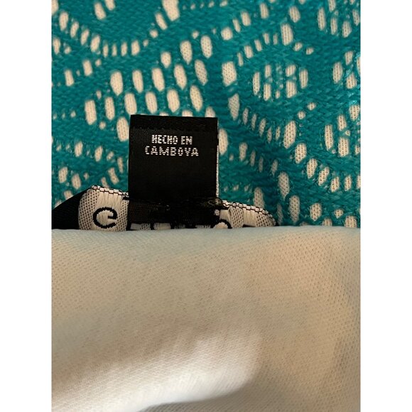 George Women's Teal Lace Dress With Belt  Size L Midi Summer - Picture 3 of 13